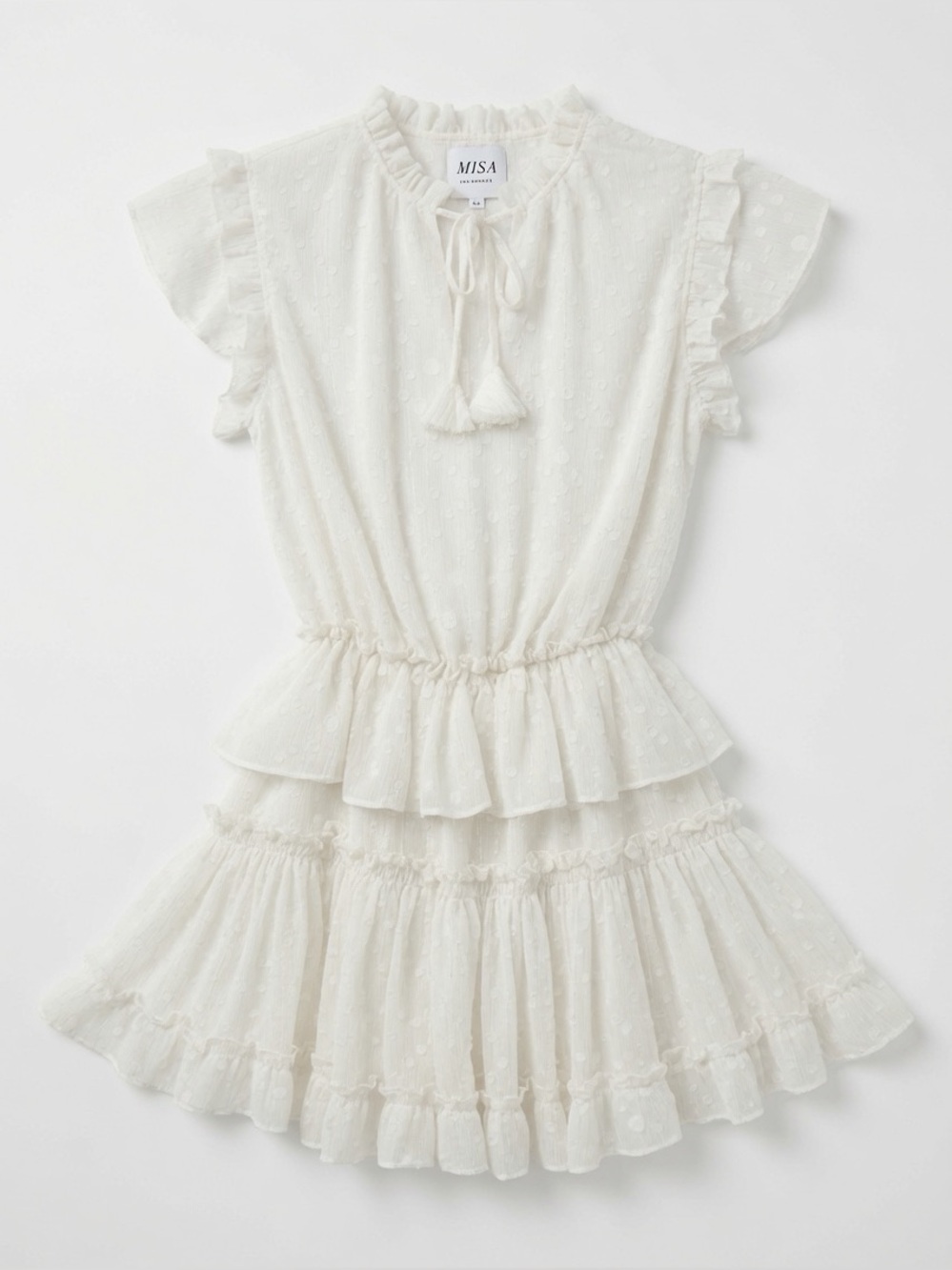 Misa XS Los Angeles White Tiered Mini Dress